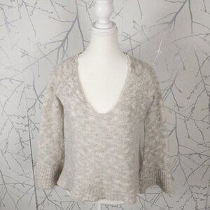 Free People Spacedye Knit Alpaca Mohair Bell Sleeve V-Neck Sweater